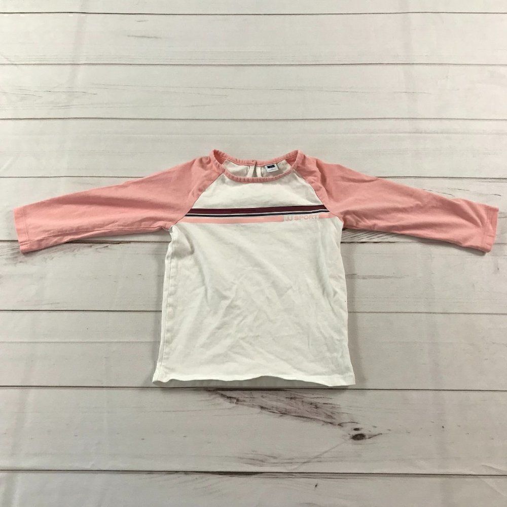 Janie & Jack Girls White and Pink Tee Long Sleeve Sweatshirts Pullover Top Kids